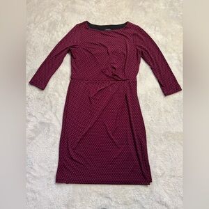 Ann Taylor Long Side Ruched Women's Maroon Dress Zipped Back Size S